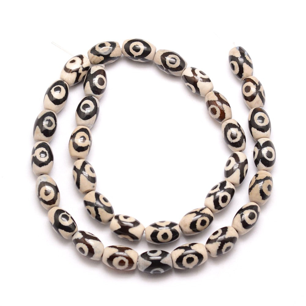 12x8mm Barrel Tibetan Style dZi Natural Agate Gemstones