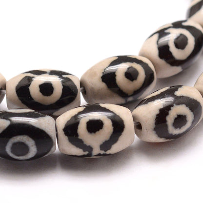 12x8mm Barrel Tibetan Style dZi Natural Agate Gemstones