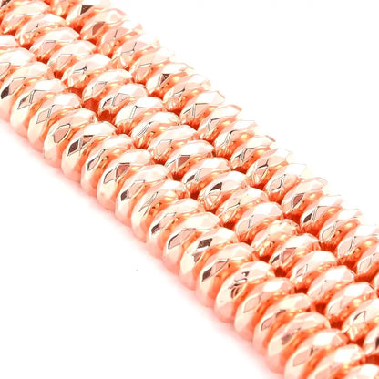 Rose Gold Faceted Rondelle Non-Magnetic Synthetic Hematite, Grade AA