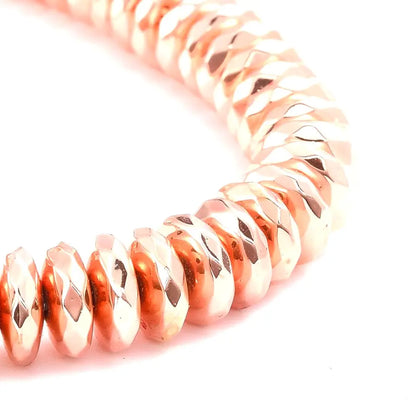 Rose Gold Faceted Rondelle Non-Magnetic Synthetic Hematite, Grade AA
