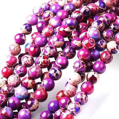 10mm Purple Natural Imperial Jasper Round Gemstones