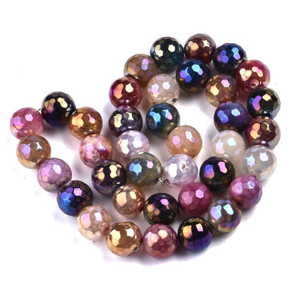 10mm Mixed Color Pearl Luster Faceted Natural Agate