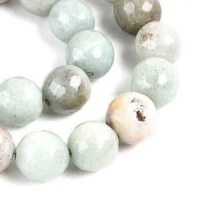 10mm Pale Green Pearl Luster Faceted Agate
