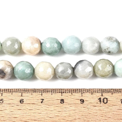 10mm Pale Green Pearl Luster Faceted Agate