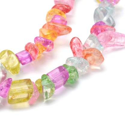 Multicolor Chip Crackle Glass Beads Strand