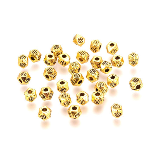 4mm Antique Golden Tibetan Spacer Beads, Cadmium Free & Lead Free