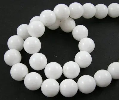 12mm Round Natural White Jade Gemstones, Dyed & Heated Haute Girl Beads