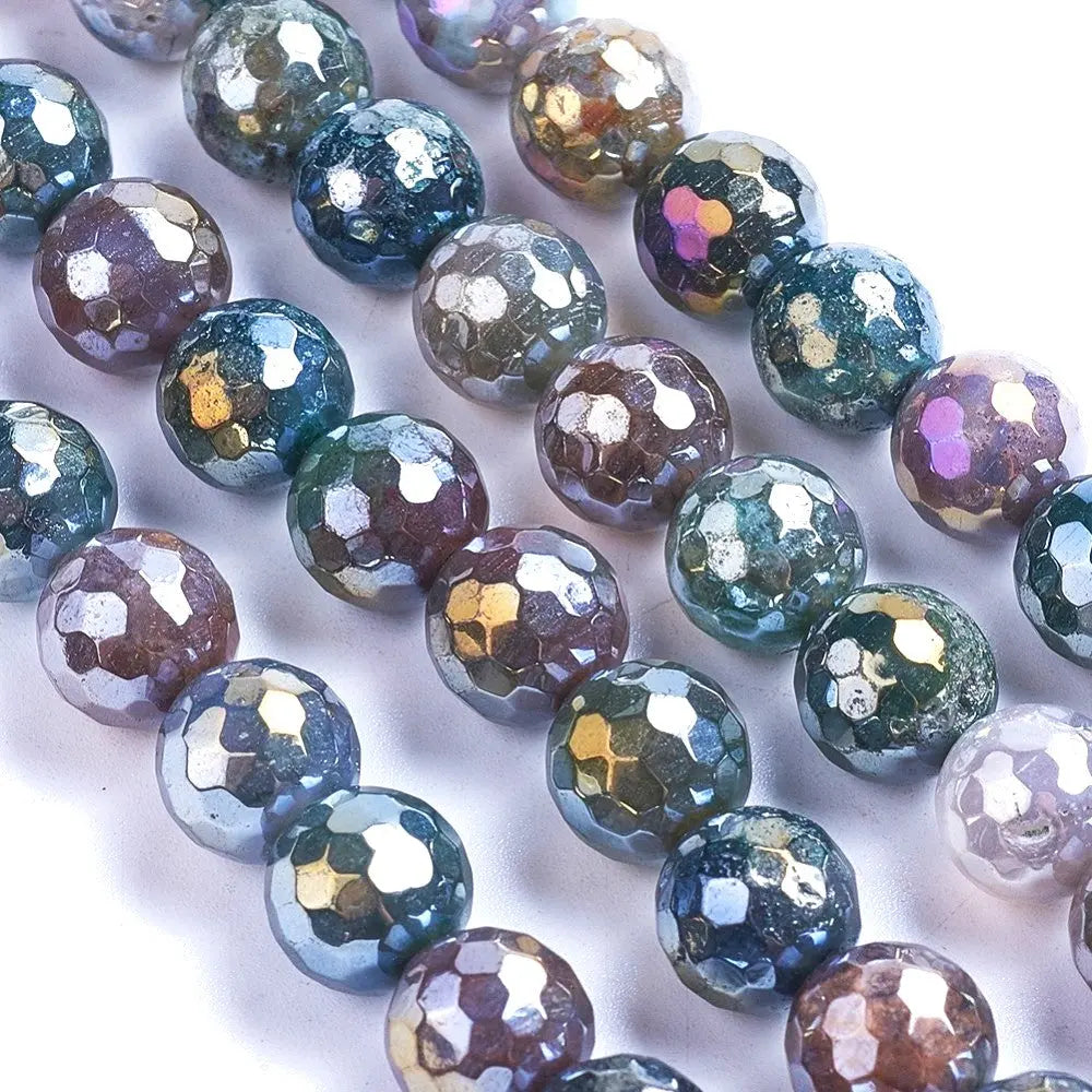 Electroplate Natural Indian Agate Faceted Gemstones