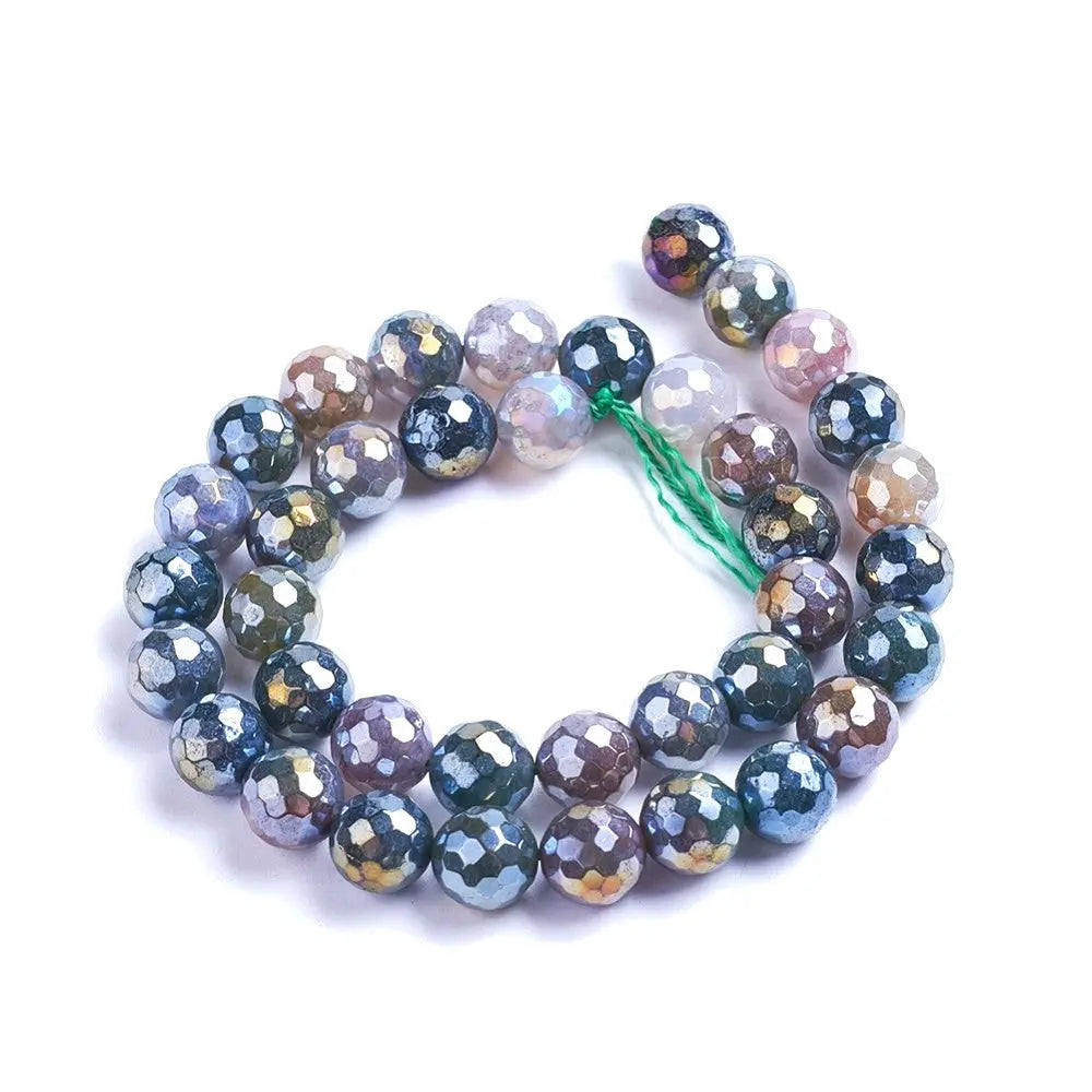 Electroplate Natural Indian Agate Faceted Gemstones