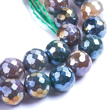 Electroplate Natural Indian Agate Faceted Gemstones