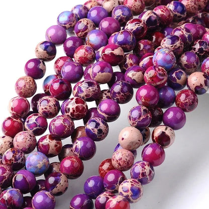 8mm Purple Natural Imperial Jasper Round Gemstones