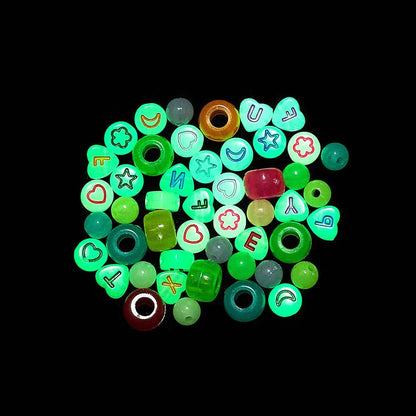 Mixed Color Luminous Acrylic & Plastic Beads, Horizontal Hole, Round & Rondelle & Heart & Flat Round