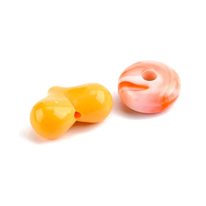Orange Opaque & Transparent Acrylic Beads, Mixed Shapes