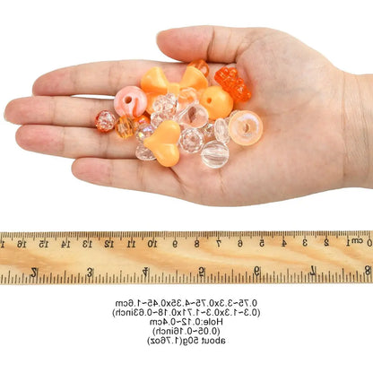 Orange Opaque & Transparent Acrylic Beads, Mixed Shapes
