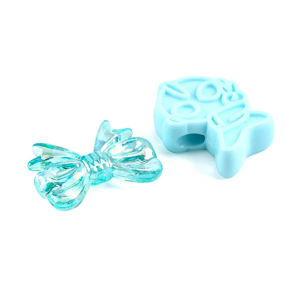 Sky Blue Opaque & Transparent Acrylic Beads, Mixed Shapes