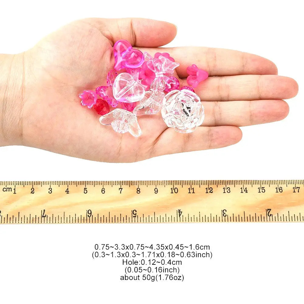 Fuchsia Opaque & Transparent Acrylic Beads, Mixed Shapes Haute Girl Beads