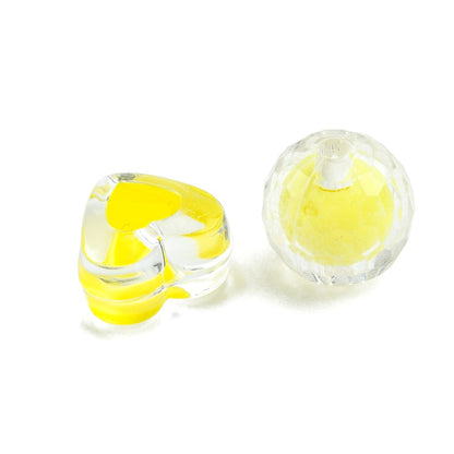 Yellow Opaque & Transparent Acrylic Beads, Mixed Shapes