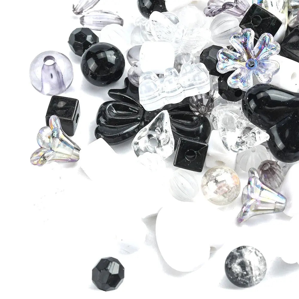 Black Opaque & Transparent Acrylic Beads, Mixed Shapes Haute Girl Beads