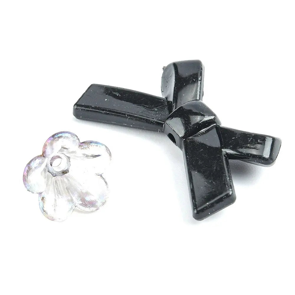 Black Opaque & Transparent Acrylic Beads, Mixed Shapes Haute Girl Beads