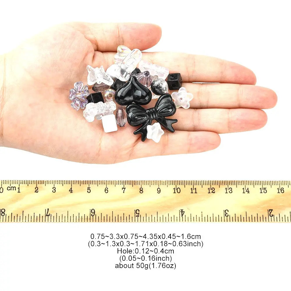 Black Opaque & Transparent Acrylic Beads, Mixed Shapes Haute Girl Beads