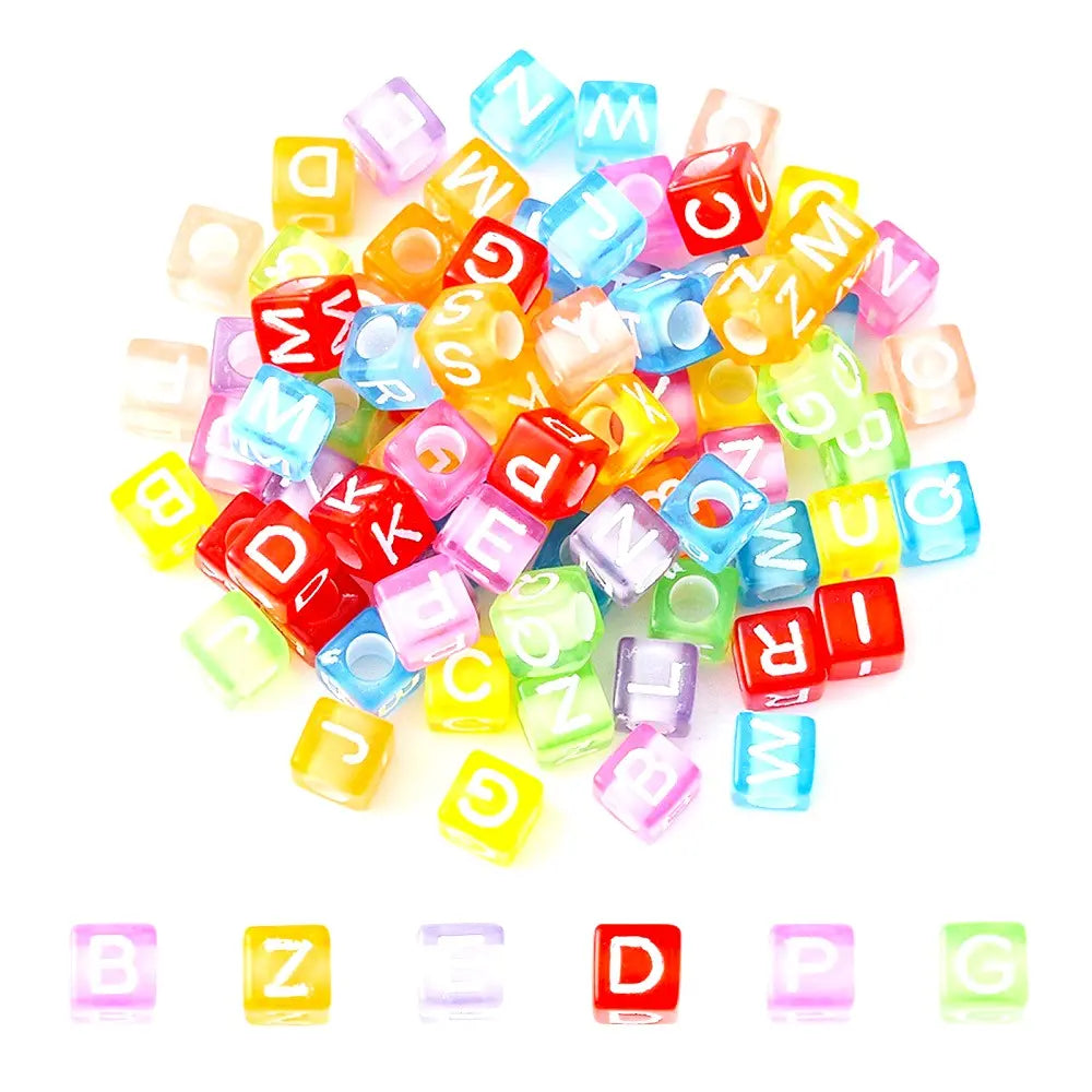 Mixed Square Transparent Acrylic Beads