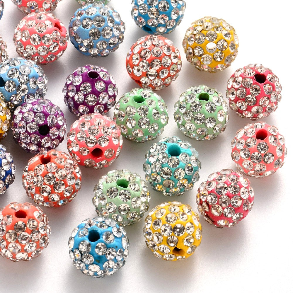 10mm Mixed Polymer Clay Pave Rhinestone Beads