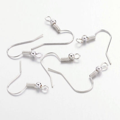 Iron Earring Hooks, Silver, Lead Free and Nickel Free
