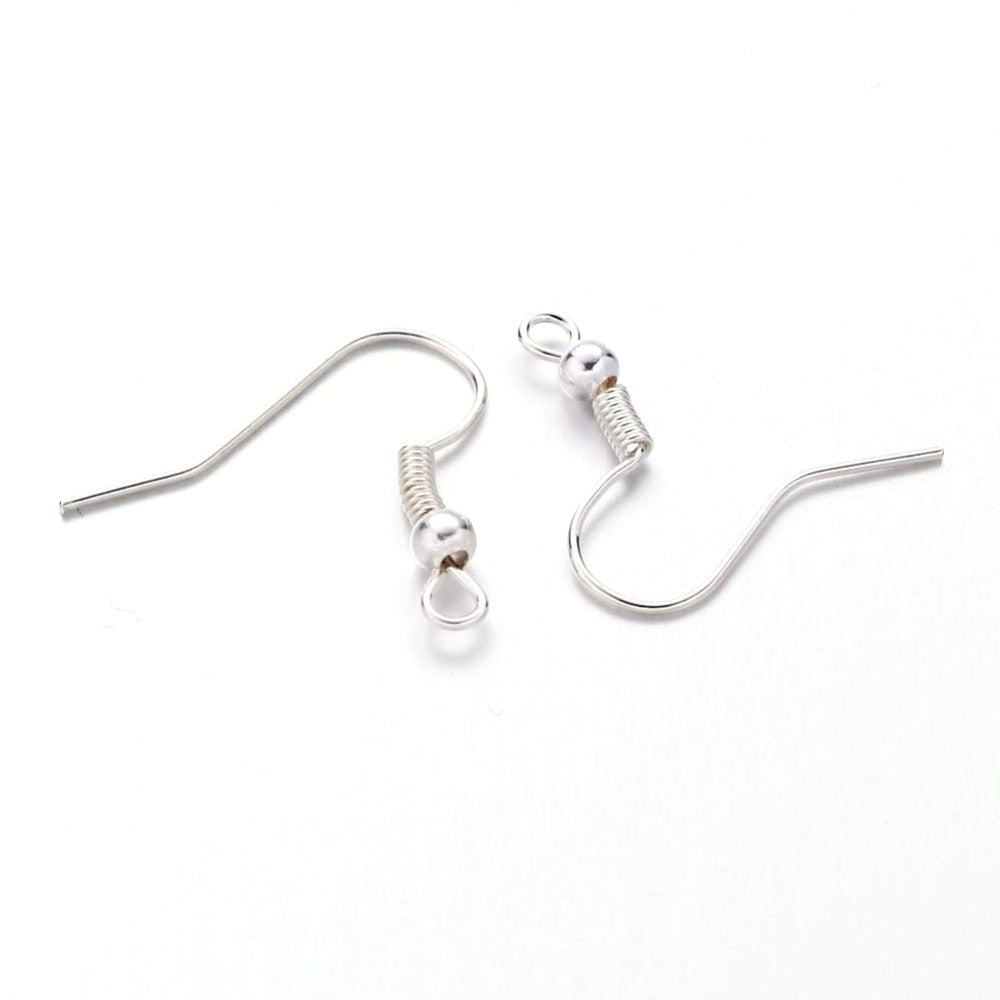 Iron Earring Hooks, Silver, Lead Free and Nickel Free