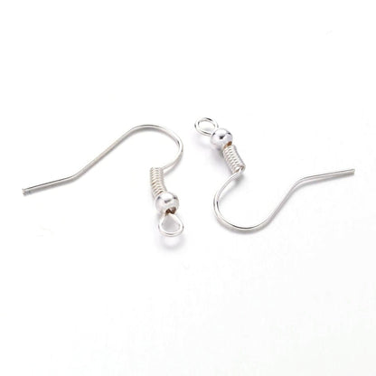 Iron Earring Hooks, Silver, Lead Free and Nickel Free