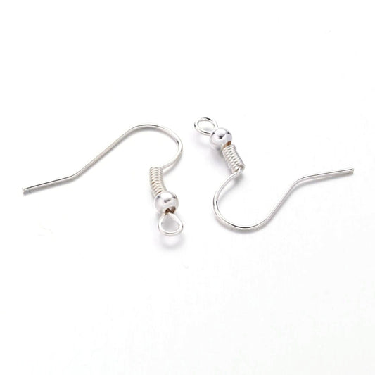 Iron Earring Hooks, Silver, Lead Free and Nickel Free