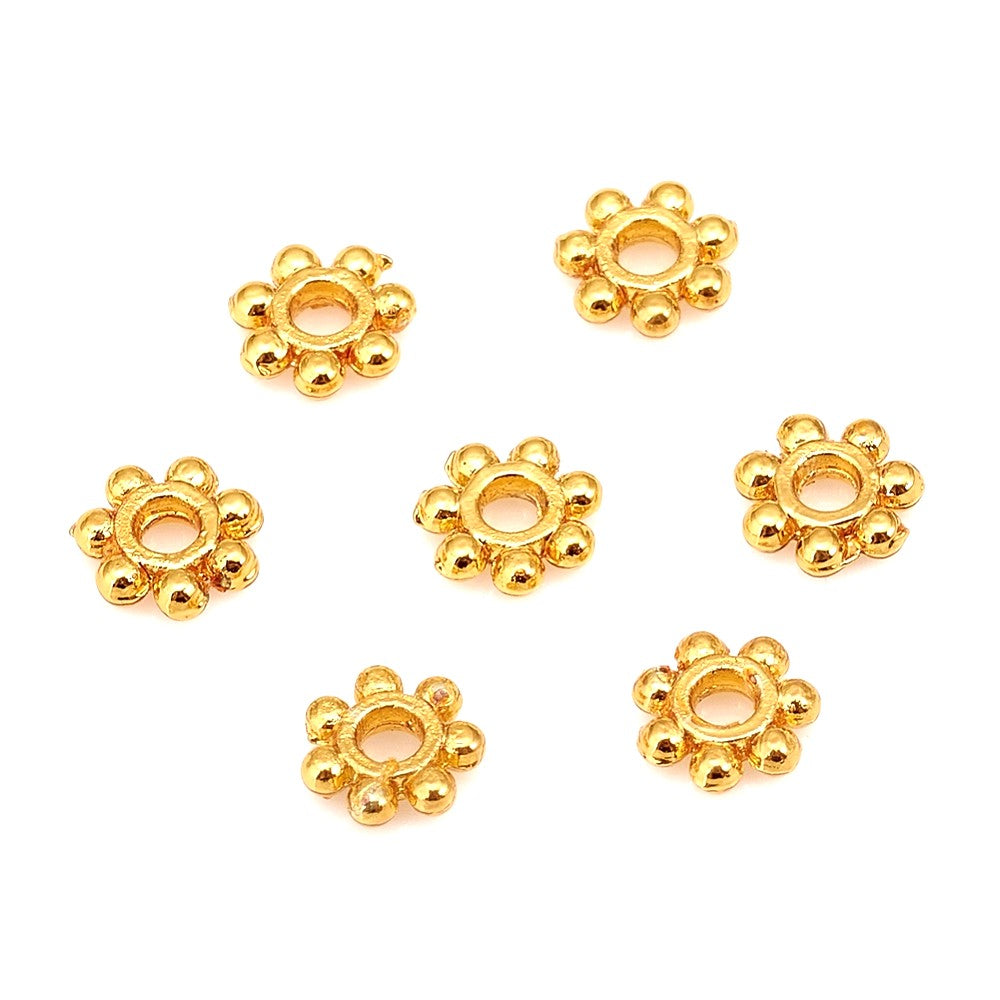 5mm Golden Brass Daisy Flower Spacers Non-Tarnish