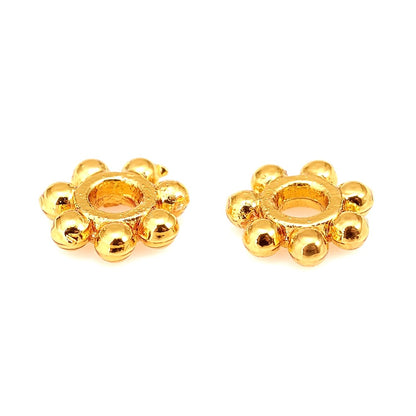 5mm Golden Brass Daisy Flower Spacers Non-Tarnish