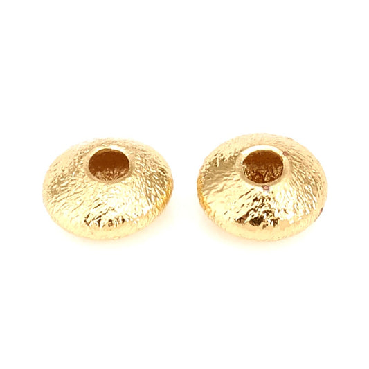5mm Brass Gold Flat Round Textured Spacer Beads