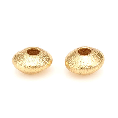 5mm Brass Gold Flat Round Textured Spacer Beads