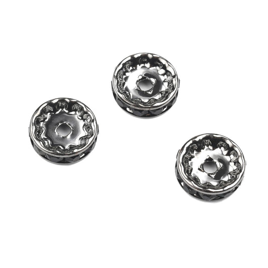 12mm Brass Rhinestone Gunmetal Rhinestone Rondelles