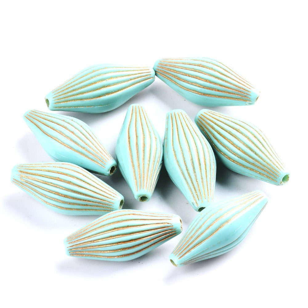 Turquoise Metal Enlaced Oval Beads