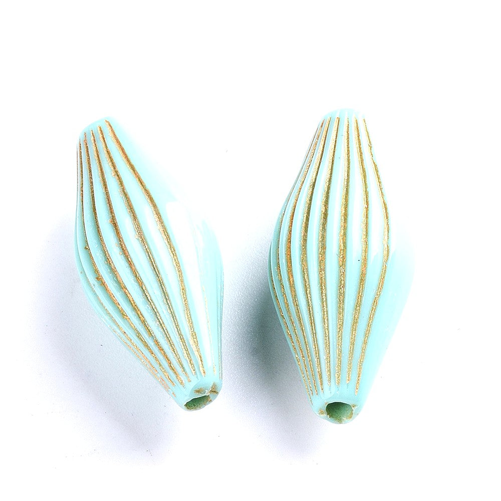 Turquoise Metal Enlaced Oval Beads