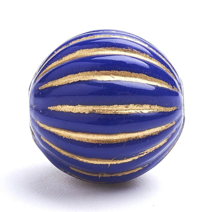 14mm Blue Acrylic Metal Enlaced, Corrugated Beads Haute Girl Beads