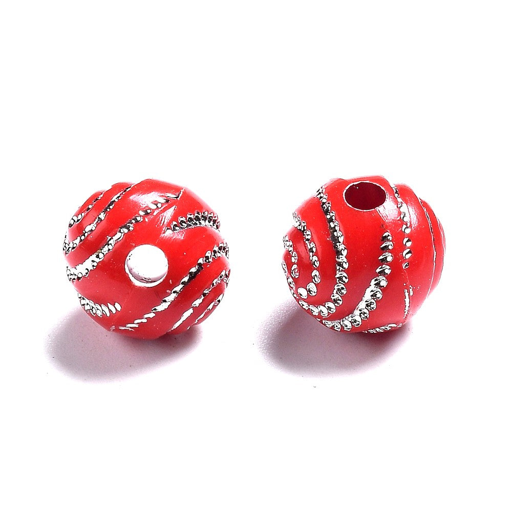 10mm Mixed Colorful Metal Enlaced Acrylic Beads