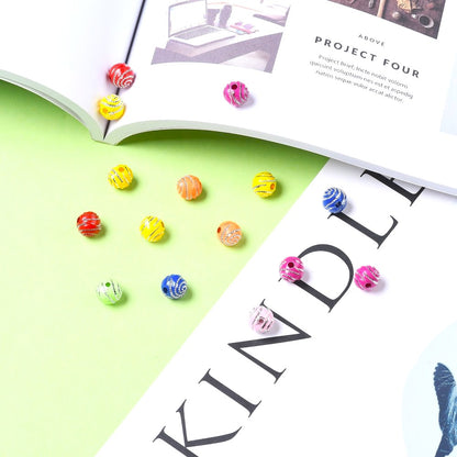 10mm Mixed Colorful Metal Enlaced Acrylic Beads