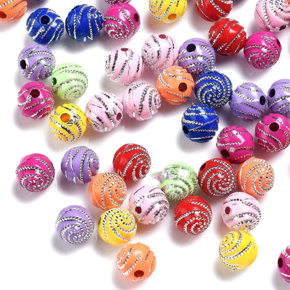 10mm Mixed Colorful Metal Enlaced Acrylic Beads
