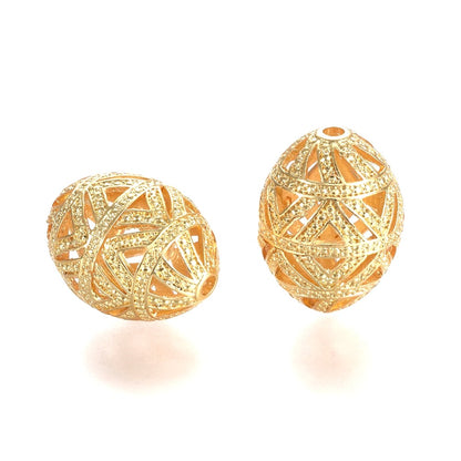 Oval Hollow Alloy Non Fading Focal Beads