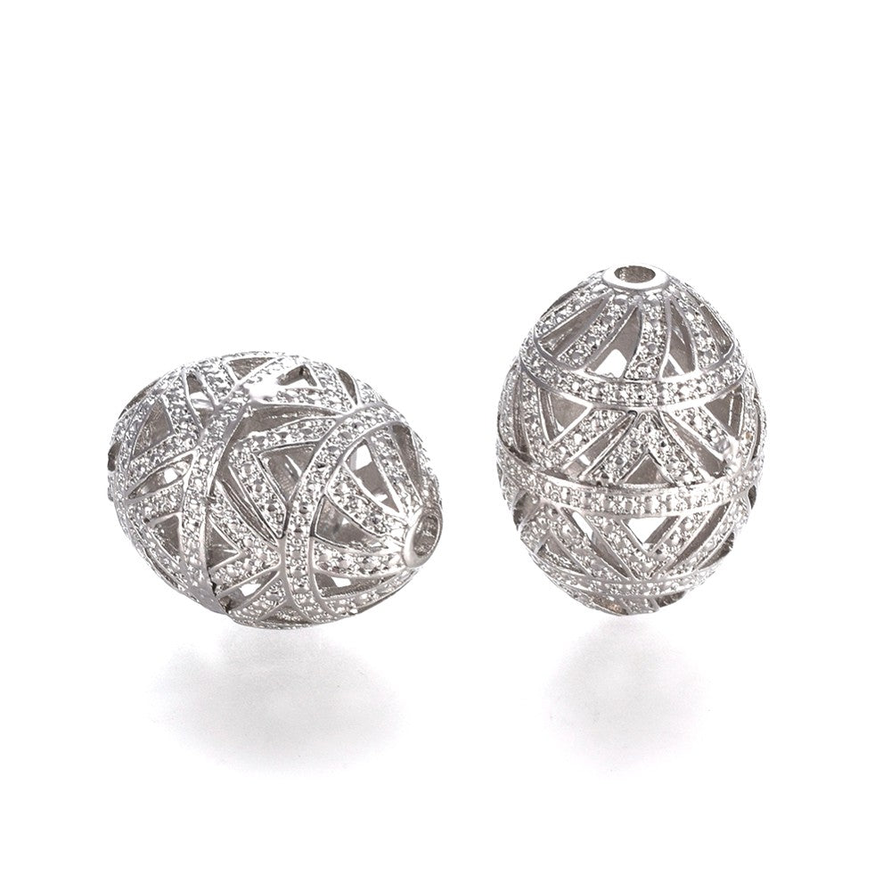 Oval Hollow Alloy Non Fading Focal Beads