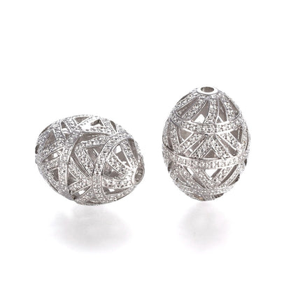 Oval Hollow Alloy Non Fading Focal Beads