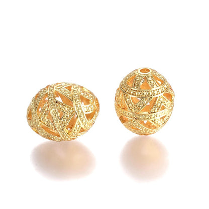 Oval Hollow Alloy Non Fading Focal Beads