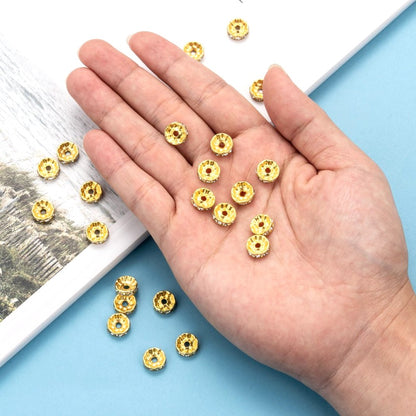 10mm Gold Iron Rhinestone Spacer Straight Edge Rondelles, Grade A