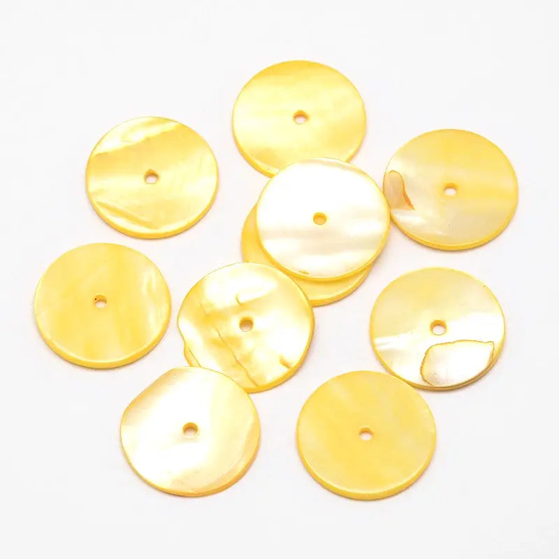 Flat Round Dyed Natural Shell Beads Haute Girl Beads