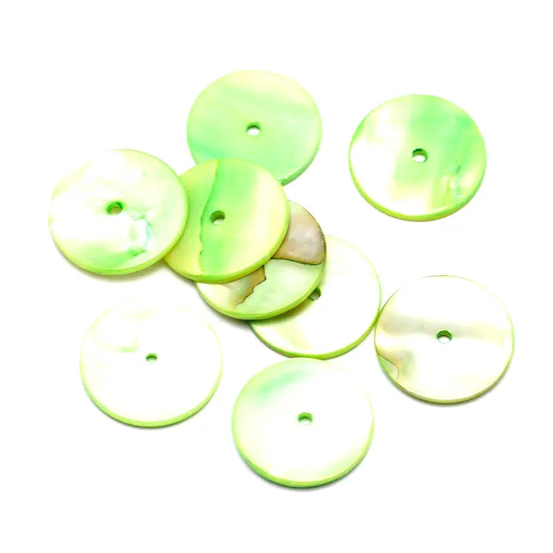 Flat Round Dyed Natural Shell Beads Haute Girl Beads