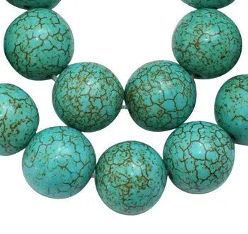 12mm Howlite Beads, Dyed, Round, Turquoise