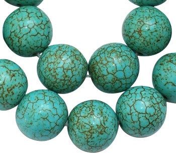 12mm Howlite Beads, Dyed, Round, Turquoise